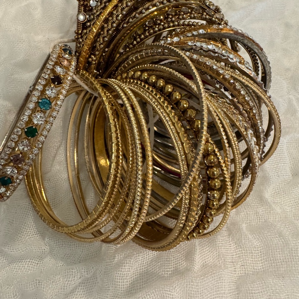Indian wedding bangles, metal and acrylic